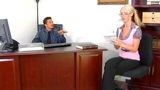 Fucking in a difficulty office not far from fake tits blonde secretary Nikki Benz