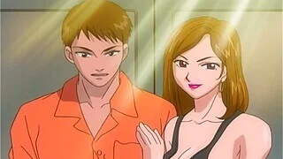 Busty anime chick gets fucked by two dudes in advance same time